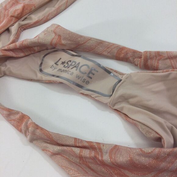 L*Space Lizzie Tie Dye Peach Pink Shimmer Camacho 2 Pc Bikini Top & Bottom Large - Picture 6 of 9